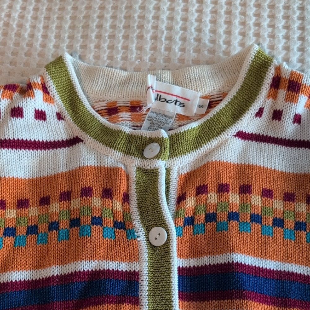 Talbots Colorful Patterned Button-Up Cardigan - image 7